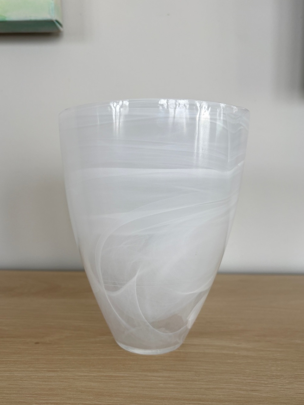 ART GLASS White Marble Swirl Vase